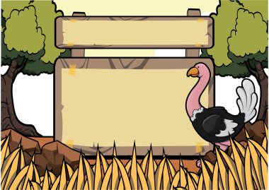 Ostritch savanadaki safari sahne boş alan içeren