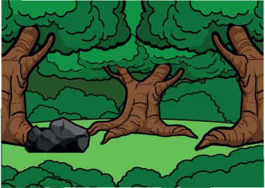 Orman sahne illüstrasyon tasarımı