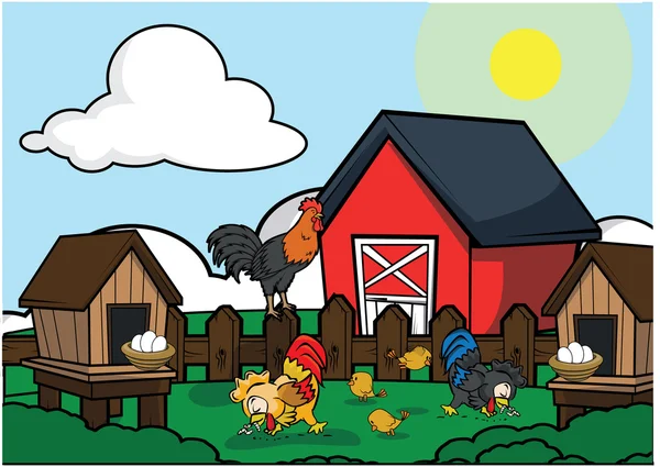 Csirke farm ház illusztráció — Stock Vector