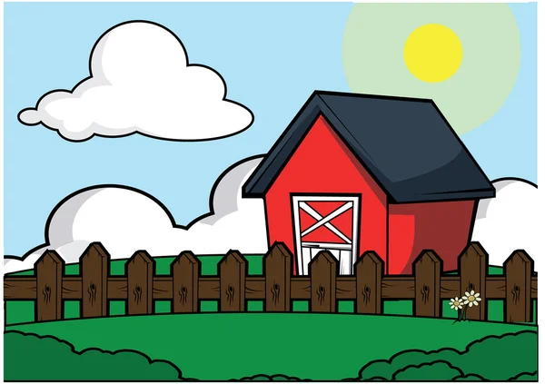 Farm house landskap illustration — Stock vektor