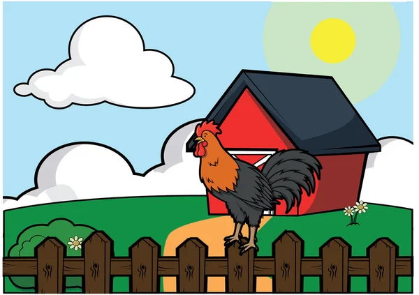 Poultry farm house illustration — Stock Vector