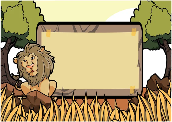 Scène safari Lion Savanah avec espace vide — Image vectorielle