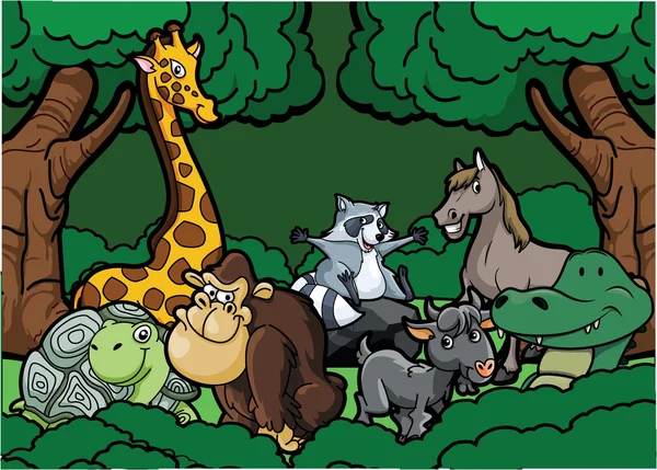 Zoo Jungle illustration de scène animale — Image vectorielle