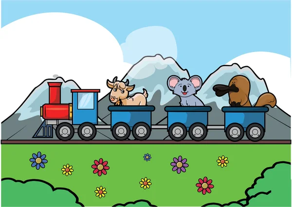 Tren de viaje de animales en Park — Archivo Imágenes Vectoriales