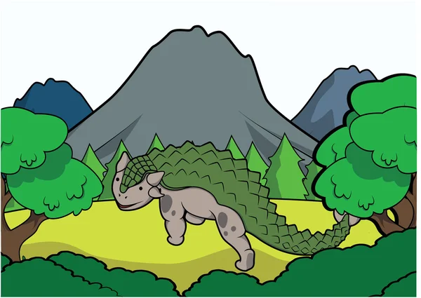 Anklysaurus prähistorische Szenenillustration — Stockvektor