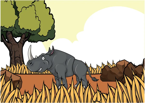 Nosorożec savanah safari ilustracja — Wektor stockowy