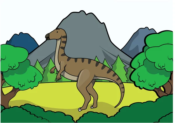 Iguanodon prehistorické scénu ilustrace — Stockový vektor