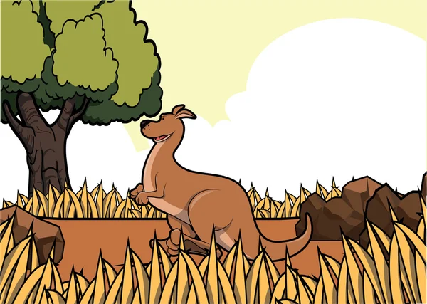 Cangoroo savana safari ilustração — Vetor de Stock