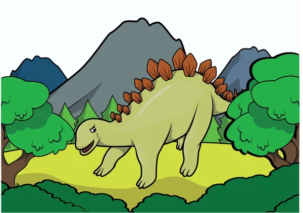 Stegosaurus prehistorické scénu ilustrace — Stockový vektor