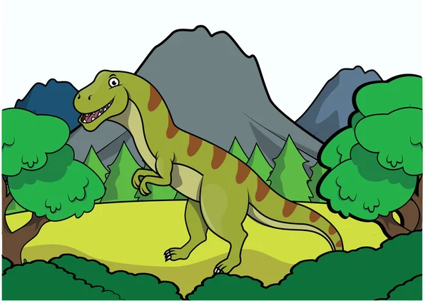 T rex prähistorische Szene Illustration Design — Stockvektor