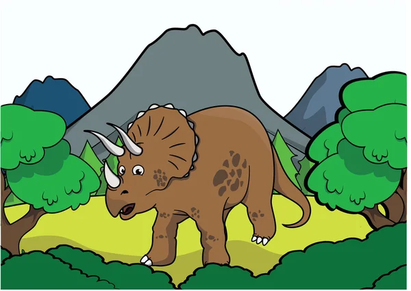 Triceratop σκηνή προϊστορικά εικονογράφηση — Διανυσματικό Αρχείο