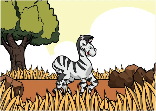 Zebra savana safari cena — Vetor de Stock