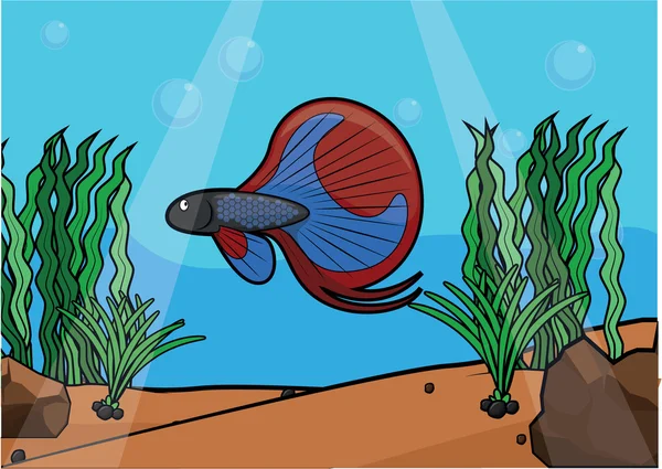 Balık sualtı sahne tasarım mücadele — Stok Vektör