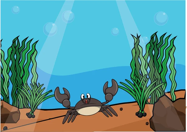 Crab underwater scenery illustration — Stock Vector