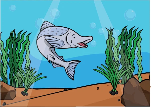 Рыба-лосось под водой — стоковый вектор