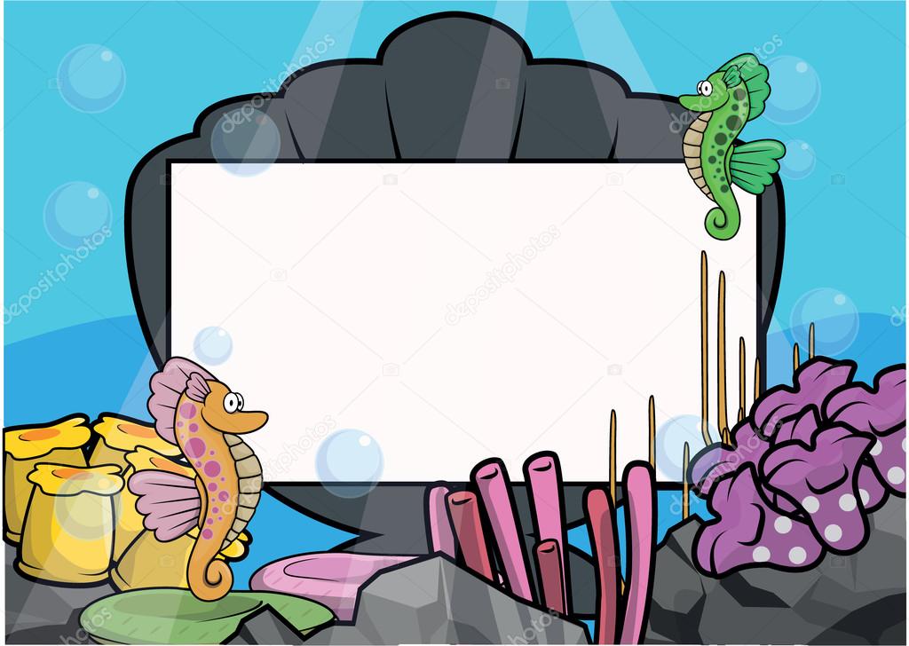 Sea horse Underwater scenery with white banner