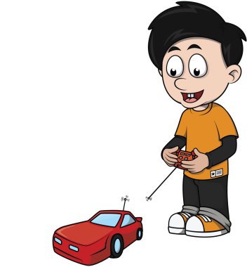 RC araba Karikatür illüstrasyon iskambil çocuk