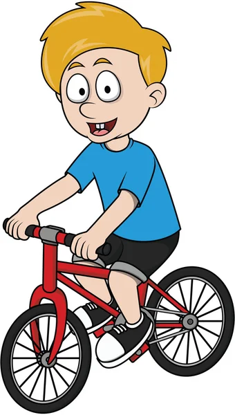 Menino bicicleta desenho animado ilustração — Vetor de Stock