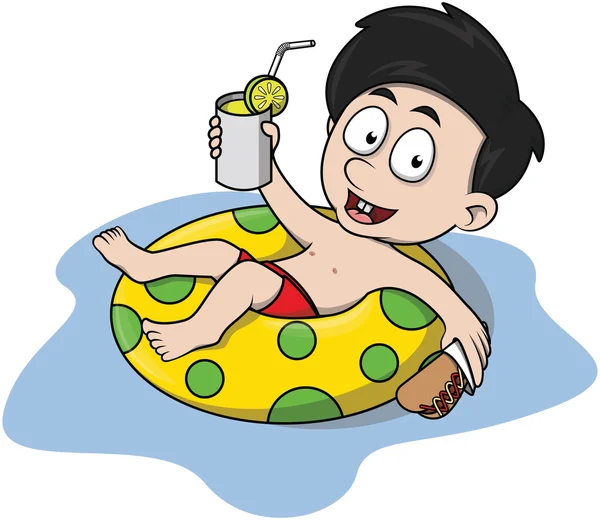 Boy enjoying pool illustration — Wektor stockowy