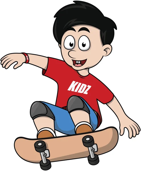Junge springt mit Skateboard — Stockvektor