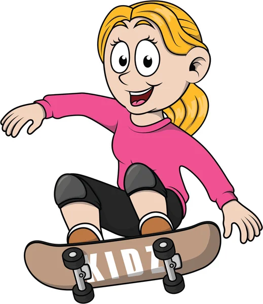 Flickan hoppar med skate board — Stock vektor