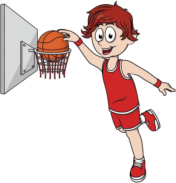 Junge spielt Basketball — Stockvektor
