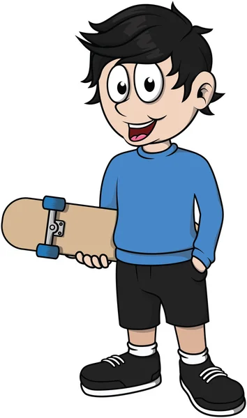 Menino posando com skate board — Vetor de Stock