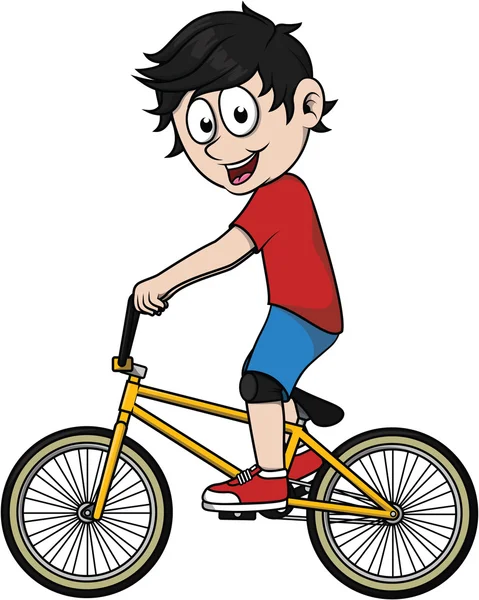 男孩玩自行车 — 图库矢量图片