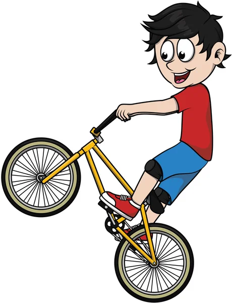Boy bermain sepeda - Stok Vektor
