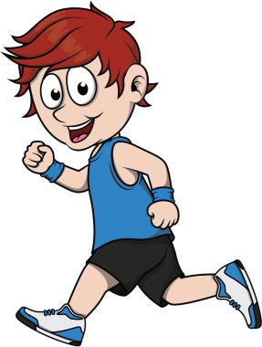 Runner kostüm ile çalışan çocuk