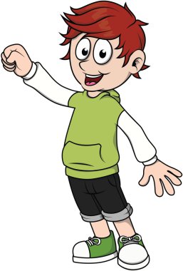 Çocuğu bana destek çizgi film illüstrasyon