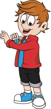 Küçük salyangoz ile oynayan çocuk