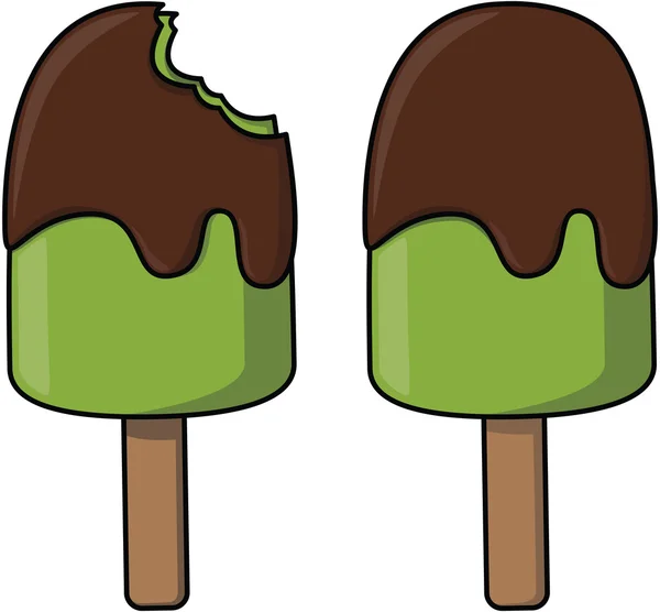 Dondurma yeşil çikolata çizgi film — Stok Vektör
