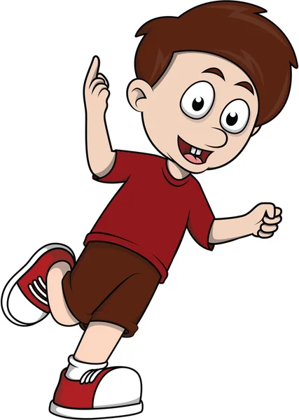 Jongen Happy met casual cartoon afbeelding — Stockvector