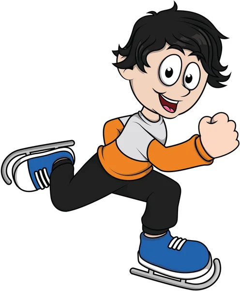Illustration de dessin animé garçon patinage sur glace — Image vectorielle