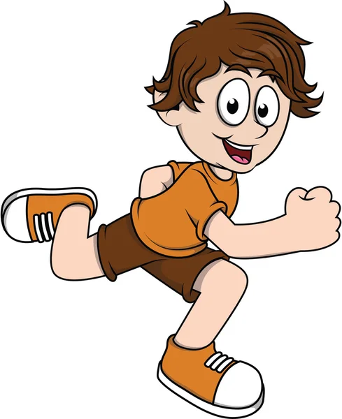 Jongen lopende cartoon afbeelding — Stockvector