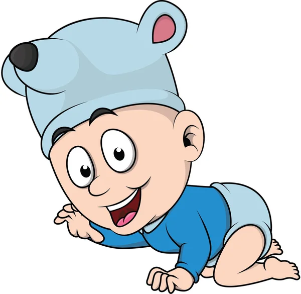 Baby boy using funny custom cartoon illustration — Stock Vector