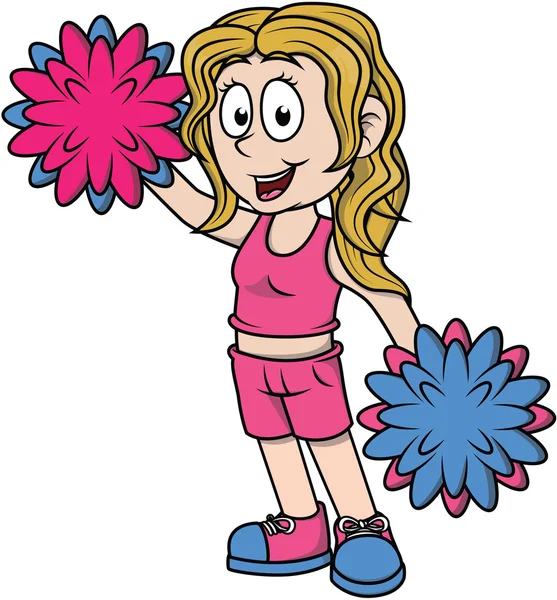 Meisje cheerleader cartoon afbeelding — Stockvector