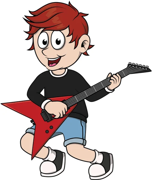 Chlapec hrát elektrická kytara — Stockový vektor