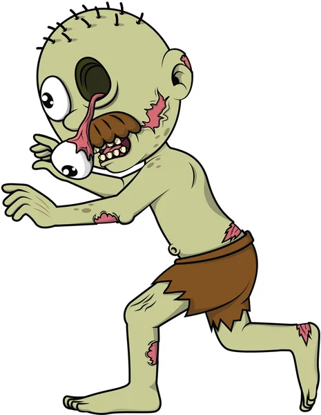 Gammal man zombie springa cartoon illustration — Stock vektor