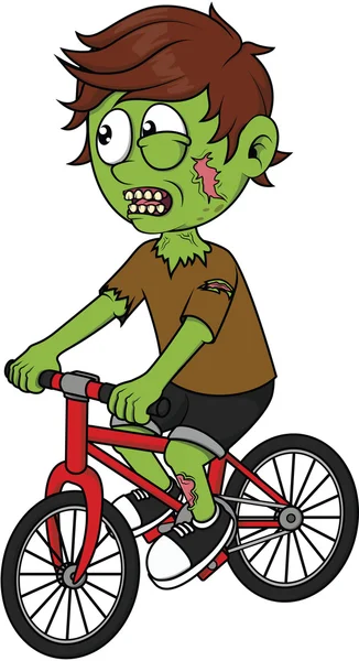 僵尸男孩玩自行车 — 图库矢量图片