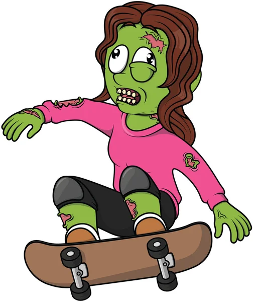 Zombie skate board fille illustration design — Image vectorielle