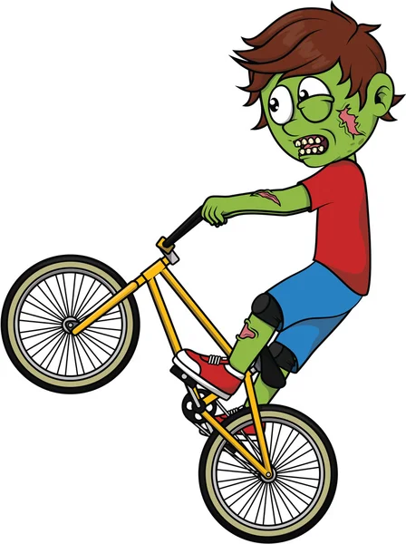 Zombie boy playing bmx — Stock Vector