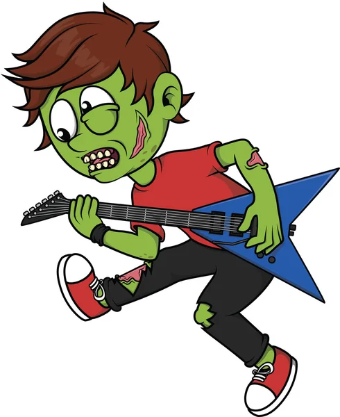 Zombie menino tocando guitarra —  Vetores de Stock