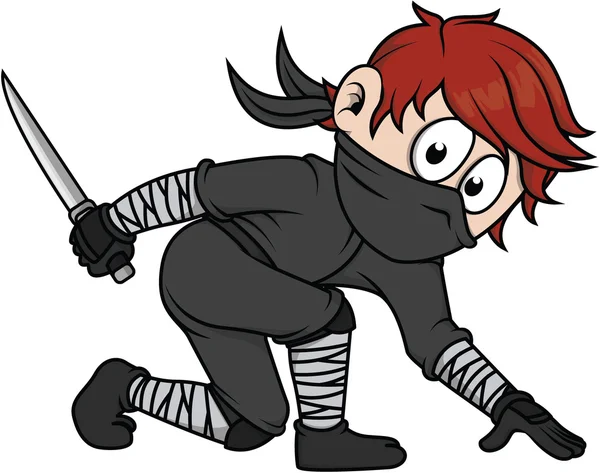 Ninja Junge Vektor Cartoon-Illustration — Stockvektor