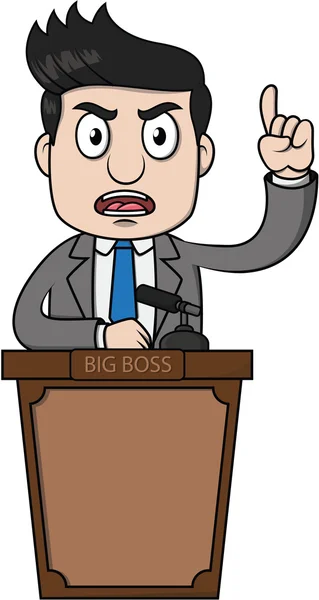 Buisness homme en colère sur le podium — Image vectorielle