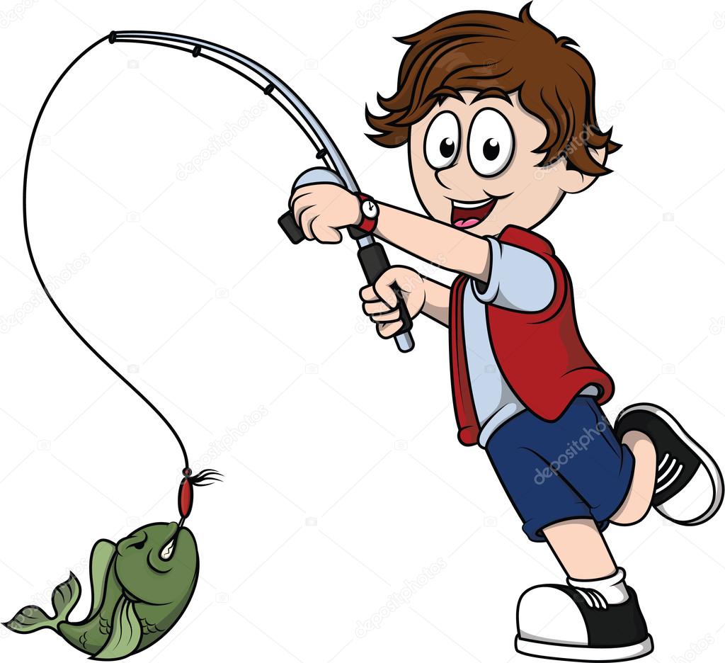 Boy fishing cartoon