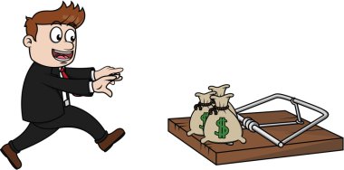 Para tuzağı karton illüstrasyon