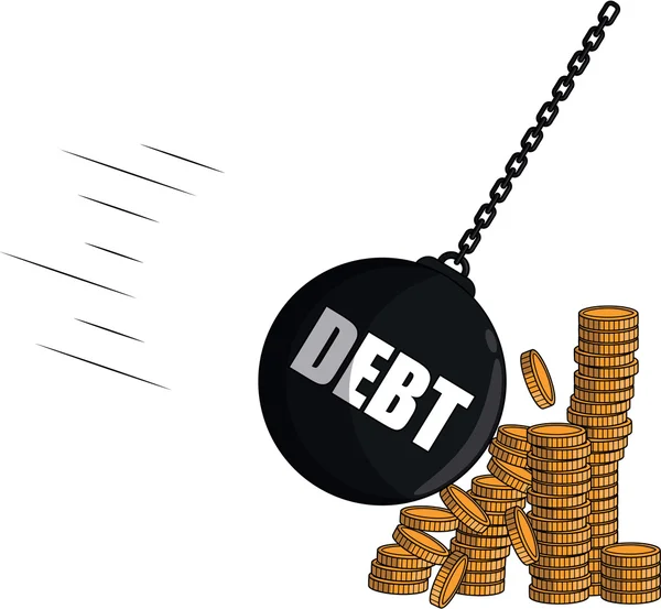 Debt strike coin money — Stock Vector