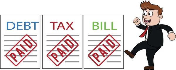 Imprenditore pagato l'imposta sul debito e bolletta — Vettoriale Stock